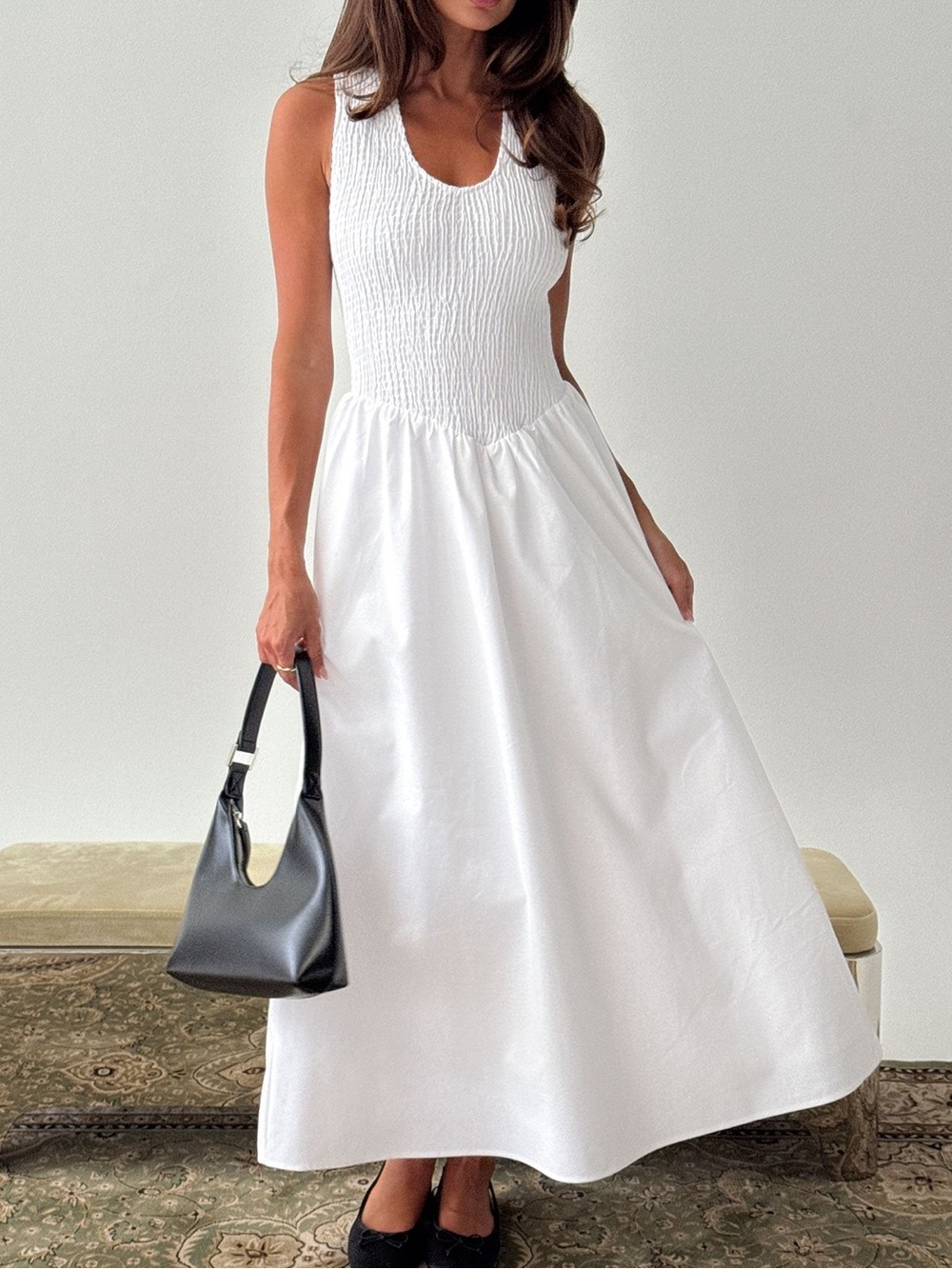 Princess Polly  Highgate Drop Waist Pleat Detail Maxi Dress White Sz 10